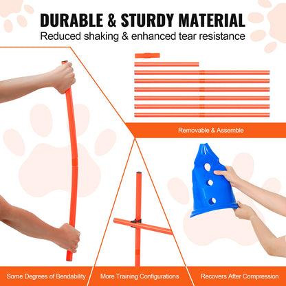 Dog Agility Häckkon Set 6 ST Kit-12 xKoner 6 xAgility Stavar med väska