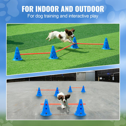 Dog Agility Häckkon Set 6 ST Kit-12 xKoner 6 xAgility Stavar med väska