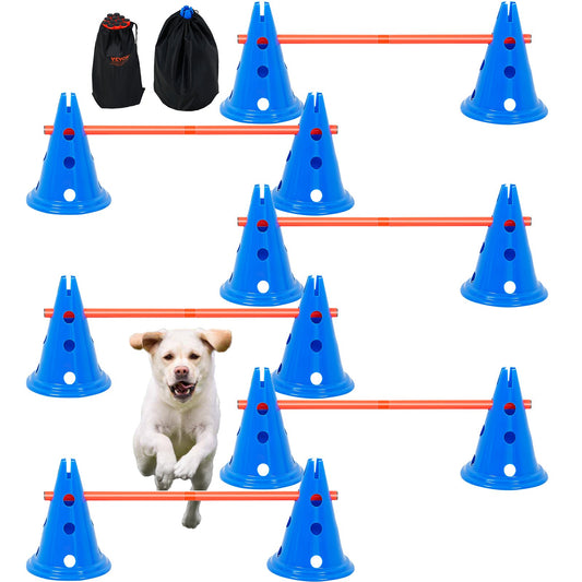 Dog Agility Häckkon Set 6 ST Kit-12 xKoner 6 xAgility Stavar med väska