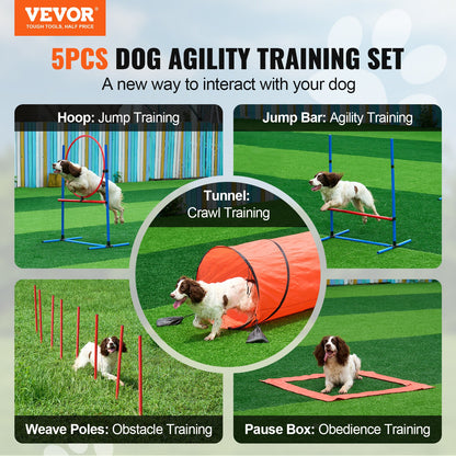 Hunde-Agility-Trainingsgeräte 5-teiliges Kombinationsset mit Hindernistunnel