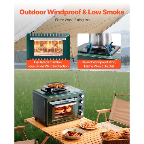 Outdoor Oven 2-in-1 Portable Gas Camping Stove Oven Combo Adjustable Fire | EU