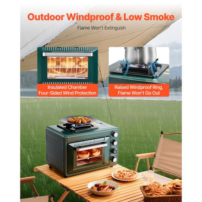 Outdoor Oven 2-in-1 Portable Gas Camping Stove Oven Combo Adjustable Fire | EU