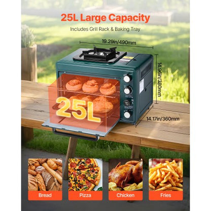 Outdoor Oven 2-in-1 Portable Gas Camping Stove Oven Combo Adjustable Fire | EU