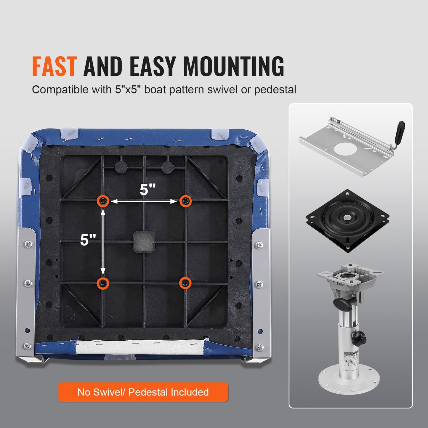 Boat Seat Low Back Foldable Fishing Boat Chair with Sponge Padding 2-pack