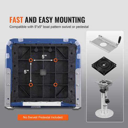 Boat Seat Low Back Foldable Fishing Boat Chair with Sponge Padding 2-pack