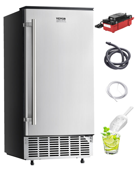 Undercounter built-in ice maker 80 pounds/day with drain pump reversible door