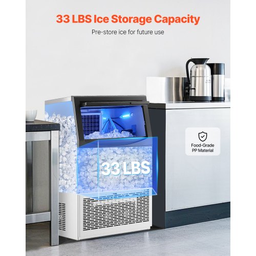Commercial Ice Machine Freestanding Cabinet Machine 90lbs/24h 50 Ice Cubes | EU