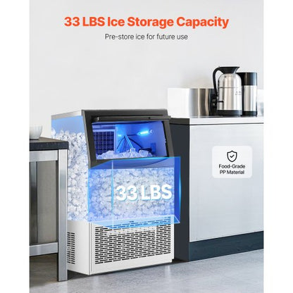 Commercial Ice Machine Freestanding Cabinet Machine 90lbs/24h 50 Ice Cubes | EU