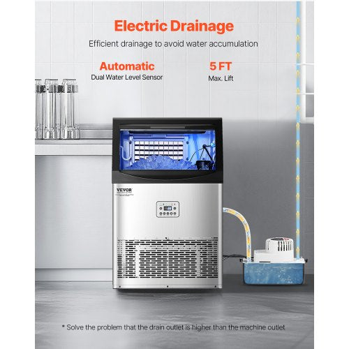 Commercial Ice Machine Freestanding Cabinet Machine 90lbs/24h 50 Ice Cubes | EU