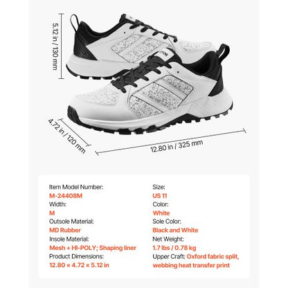 Cross-Trainingsschuhe, M-Weite, Sneakers, UK-Größe 10, Schuhe mit breiter Zehenbox, Weiß | EU
