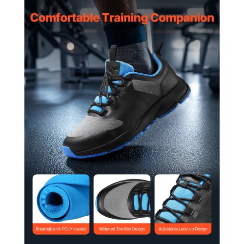 Crosstrainingskor W Bredd Sneakers UK Storlek 12 Skor med Bred Tå Box Svarta |  EU