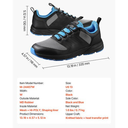 Crosstrainingskor W Bredd Sneakers UK Storlek 12 Skor med Bred Tå Box Svarta |  EU
