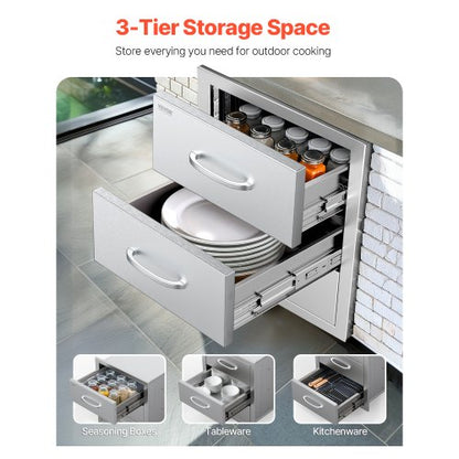Outdoor Kitchen Drawers Triple BBQ Access Drawers Ø 45x51x51 cm