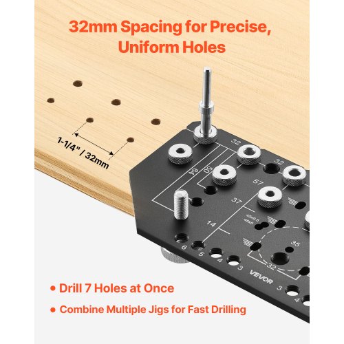 Shelf Pin Jig and Hinge Jig 2-in-1 Aluminum Alloy Hole Drilling for Cabinets
