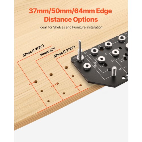 Shelf Pin Jig and Hinge Jig 2-in-1 Aluminum Alloy Hole Drilling for Cabinets