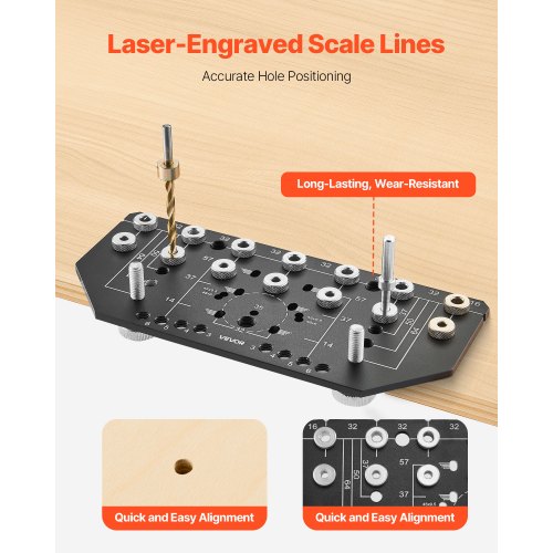 Shelf Pin Jig and Hinge Jig 2-in-1 Aluminum Alloy Hole Drilling for Cabinets