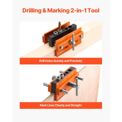 Doweling jig set Self-centering doweling drill jig set for straight holes
