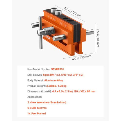 Doweling jig set Self-centering doweling drill jig set for straight holes