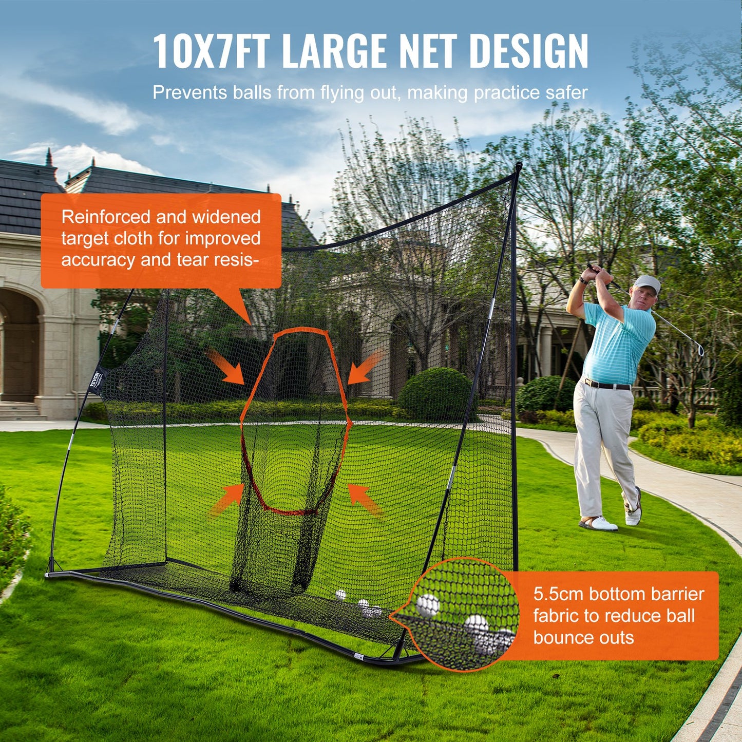 Golfträningsnät, enormt 10,8 x 7 fot golfnät, personlig driving range för inomhusbruk utomhus, bärbart hemgolfhjälpnät med mål/glasfiberram/bärväska, present till män, golfälskare