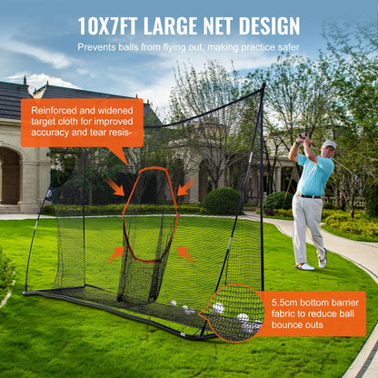Golfträningsnät, enormt 10,8 x 7 fot golfnät, personlig driving range för inomhusbruk utomhus, bärbart hemgolfhjälpnät med mål/glasfiberram/bärväska, present till män, golfälskare