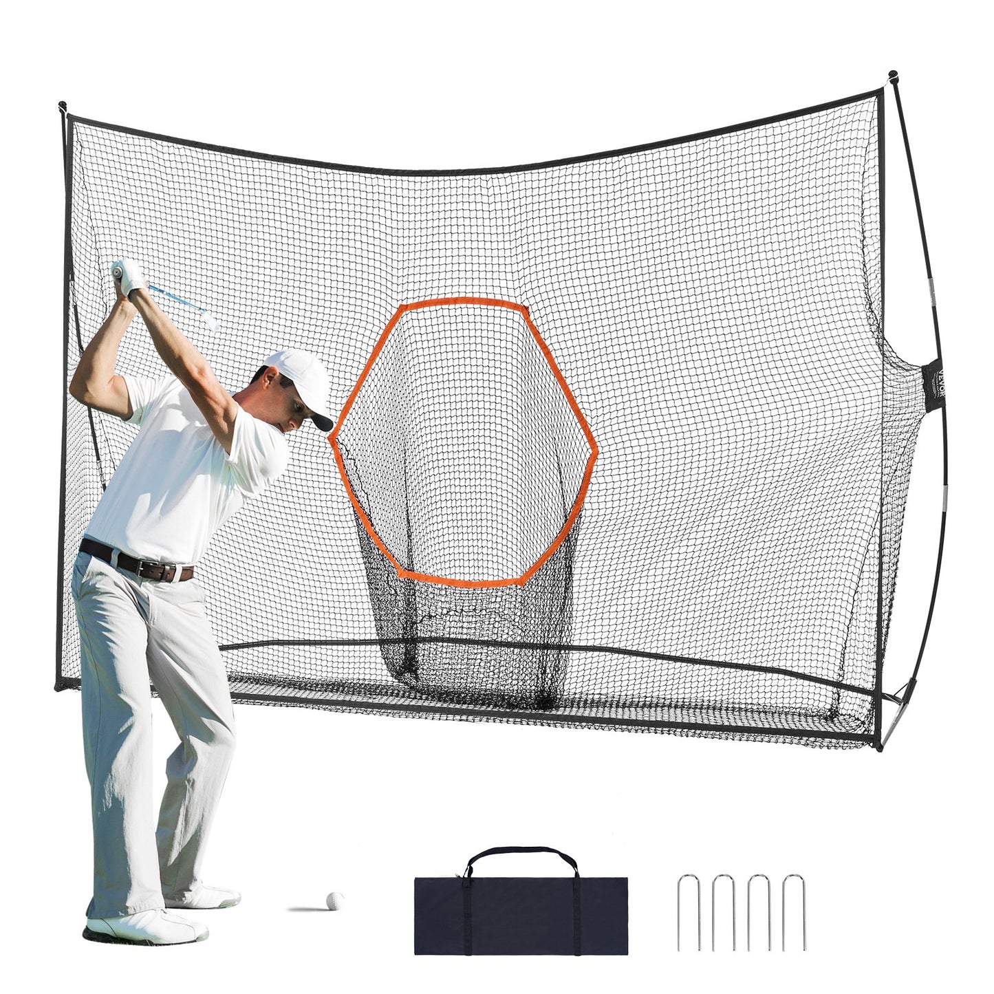 Golfträningsnät, enormt 10,8 x 7 fot golfnät, personlig driving range för inomhusbruk utomhus, bärbart hemgolfhjälpnät med mål/glasfiberram/bärväska, present till män, golfälskare