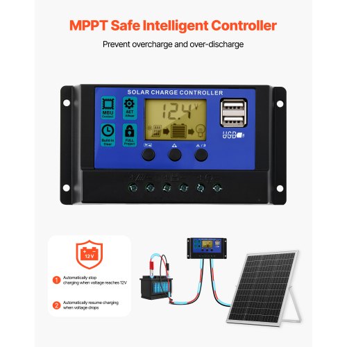 25W 12V solpanelbatteriladdare, solcellsbatteriunderhållsladdare med intelligent MPPT-kontroller och justerbart monteringsfäste, IP67 vattentät för bil, båt, husbil, motorcykel, släpvagn |  EU