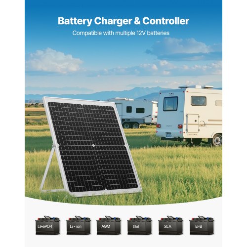 30W 12V solpanelsbatteriladdare, solcellsbatteriunderhållsladdare med intelligent MPPT-kontroller och justerbart monteringsfäste, IP67 vattentät för bil, båt, husbil, motorcykel, släpvagn |  EU