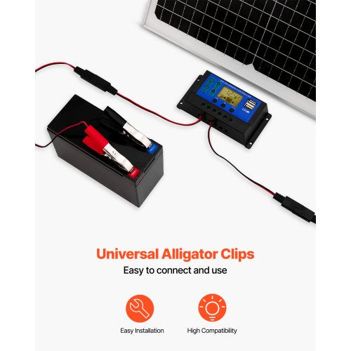 30W 12V solpanelsbatteriladdare, solcellsbatteriunderhållsladdare med intelligent MPPT-kontroller och justerbart monteringsfäste, IP67 vattentät för bil, båt, husbil, motorcykel, släpvagn |  EU