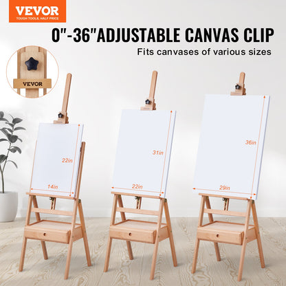Studio H-Frame staffli rymmer canvaskonst upp till 36" Beechwood Artists-easel