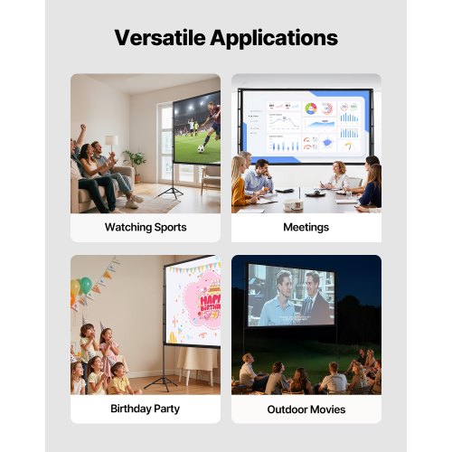 Projektorduk med stativ och 2 stativ, 100 tum, 160° vidvinkel, 4K HD 16:9 |  EU