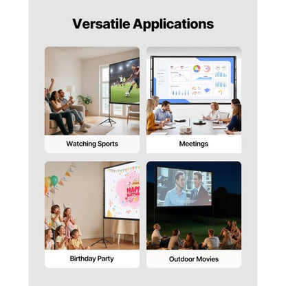 Projektorduk med stativ och 2 stativ, 100 tum, 160° vidvinkel, 4K HD 16:9 |  EU