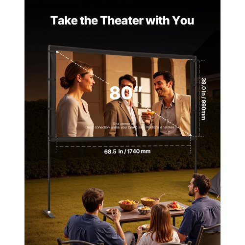 Projektorduk med 2 stativ 80 tum 160° vidvinkel 4K HD 16:9-duk |  EU