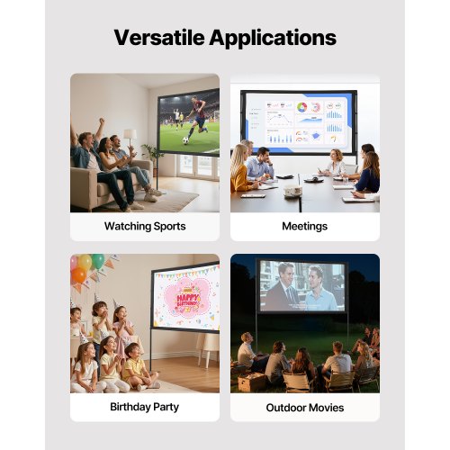 Projektorduk med 2 stativ 80 tum 160° vidvinkel 4K HD 16:9-duk |  EU