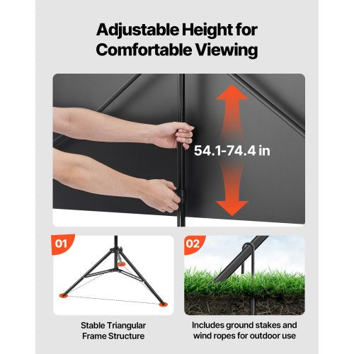 stativprojektorduk med stativ 80 tum 160° vidvinkel 4K HD 16:9 |  EU