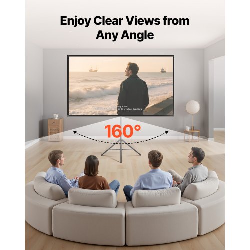 stativprojektorduk med stativ 80 tum 160° vidvinkel 4K HD 16:9 |  EU
