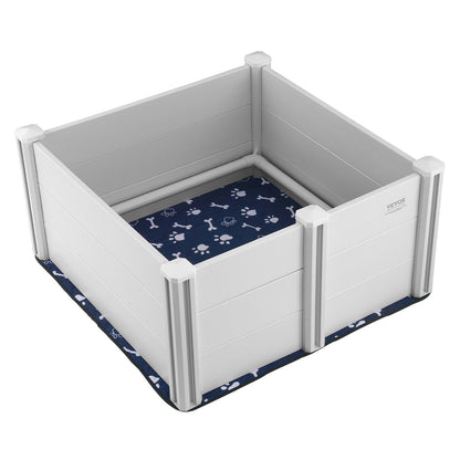 Dog Whelping Box 38.6x38.6x18.1 Inch PVC with Rails Pee Pad for Dogs Puppies