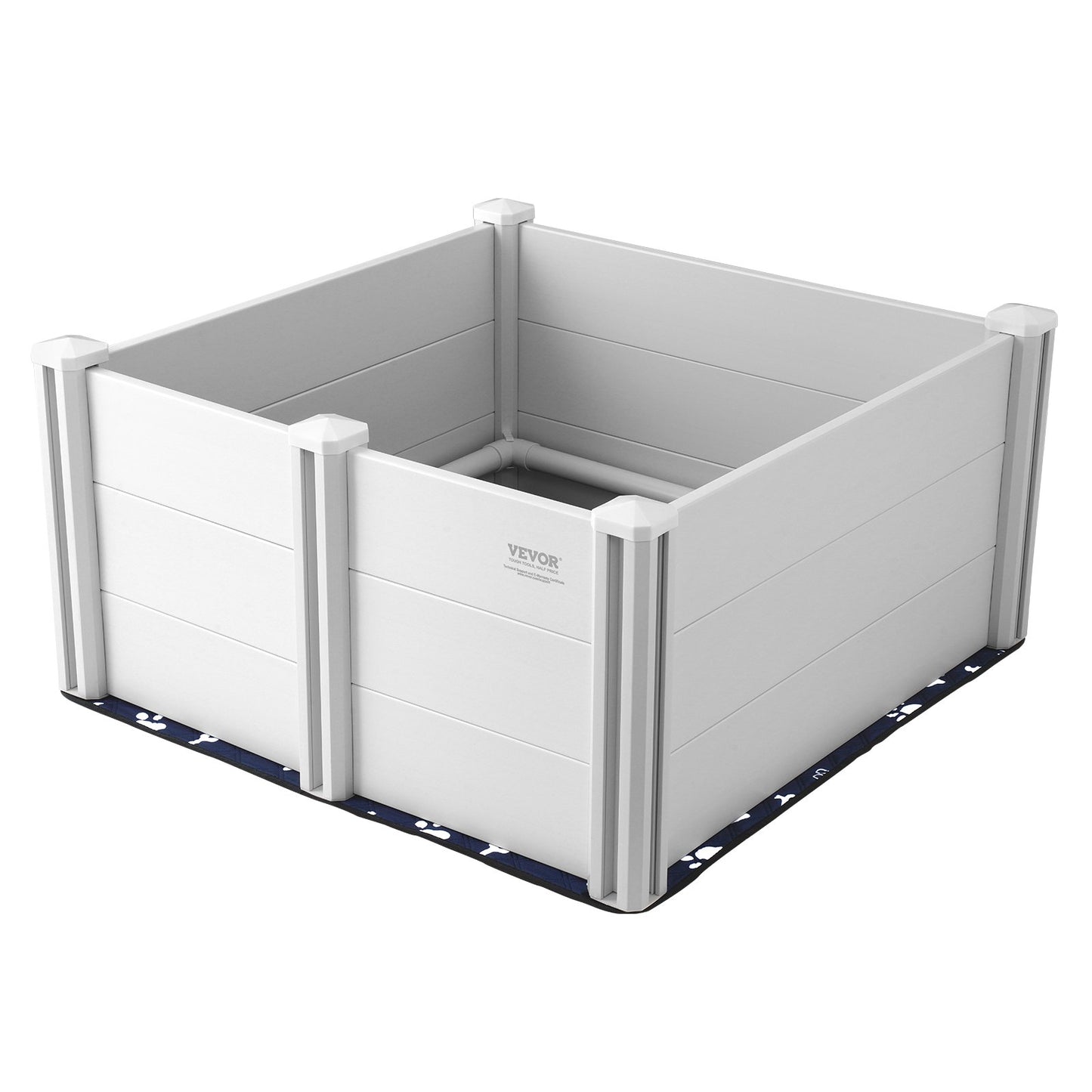 Dog Whelping Box 38.6x38.6x18.1 Inch PVC with Rails Pee Pad for Dogs Puppies