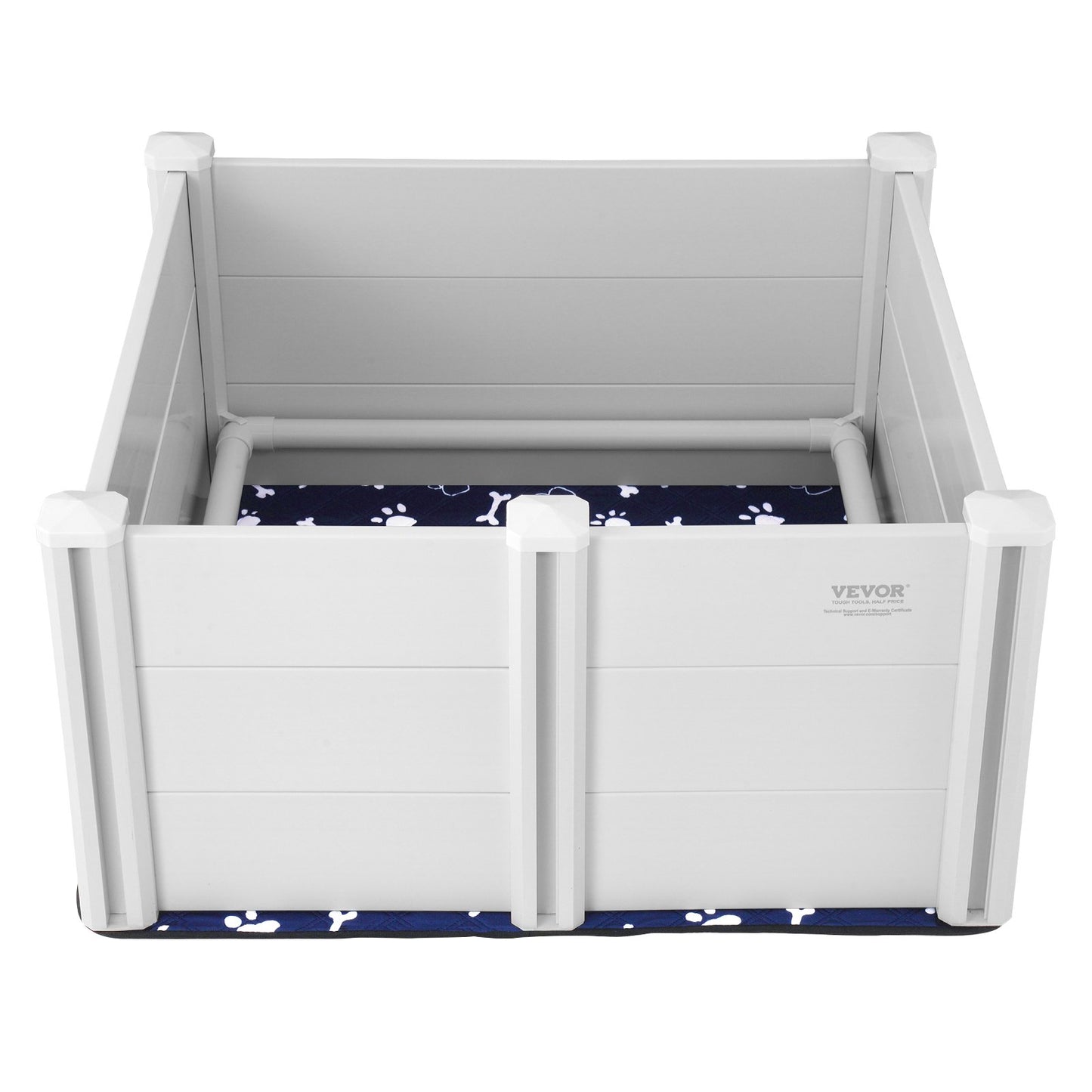 Dog Whelping Box 38.6x38.6x18.1 Inch PVC with Rails Pee Pad for Dogs Puppies