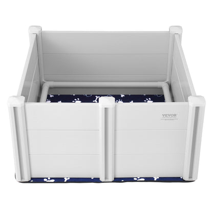 Dog Whelping Box 38.6x38.6x18.1 Inch PVC with Rails Pee Pad for Dogs Puppies