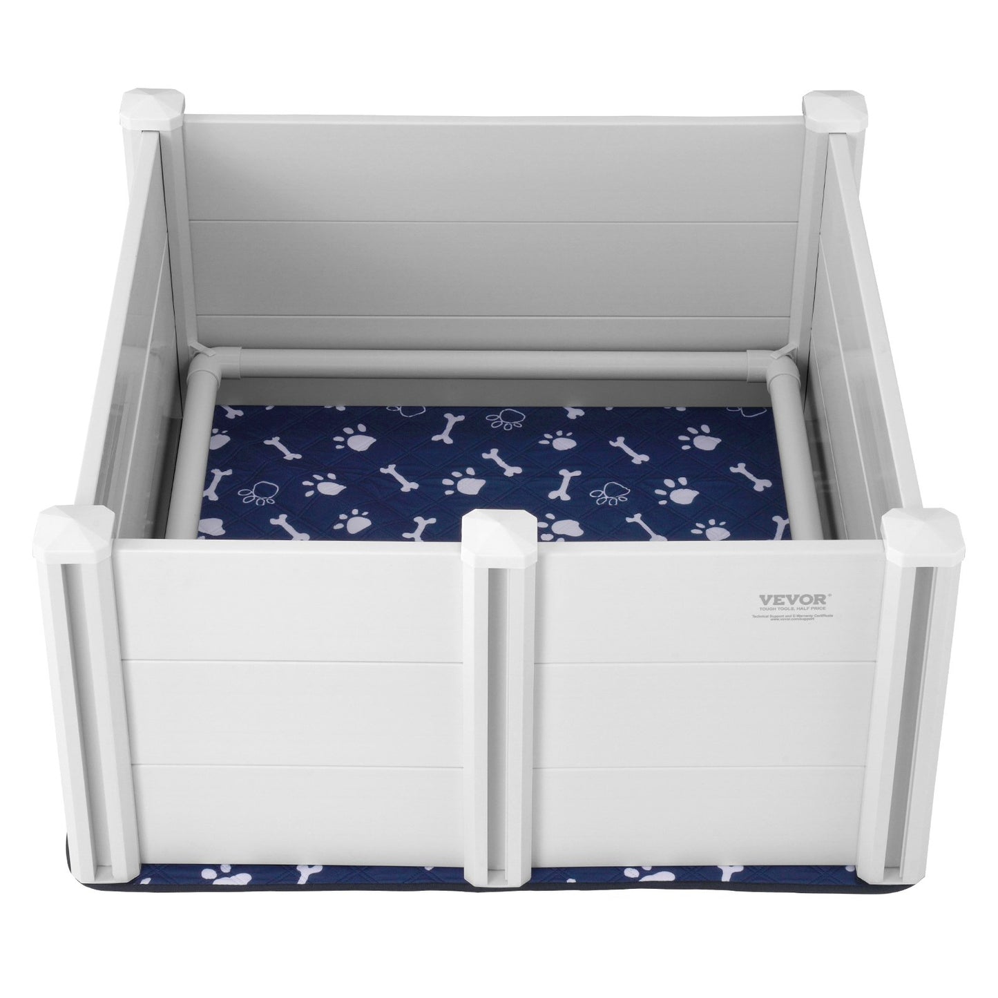 Dog Whelping Box 38.6x38.6x18.1 Inch PVC with Rails Pee Pad for Dogs Puppies