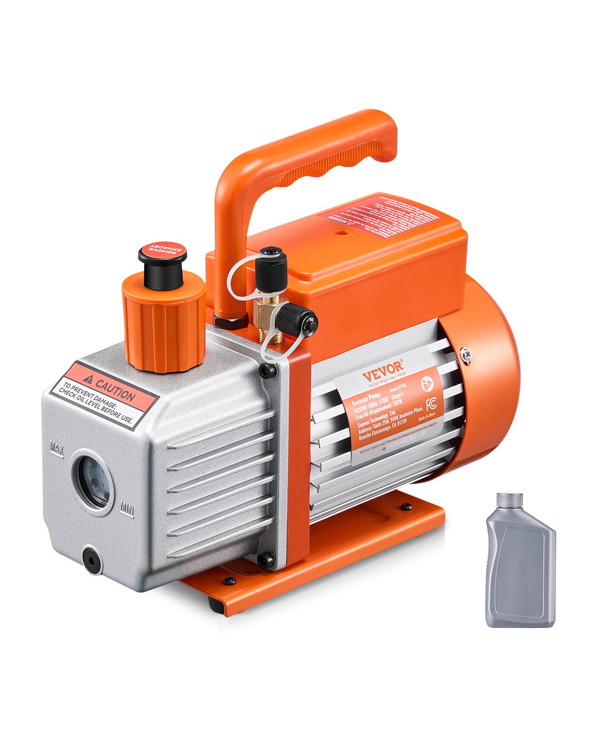 Vacuum Pump 5 CFM HVAC Single Stage Rotary Vane Vacuum Pump Oil Included