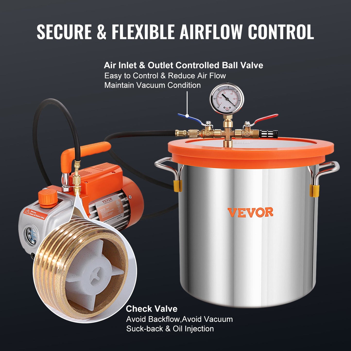 5 Gallon Vacuum Chamber and 3.5 CFM Pump Kit, Tempered Glass Lid Vacuum Degassing Chamber Kit, Single Stage Vacuum Pump with 250ml Oil Bottle, for Wood Stabilization, Degassing Silicones, Epoxies