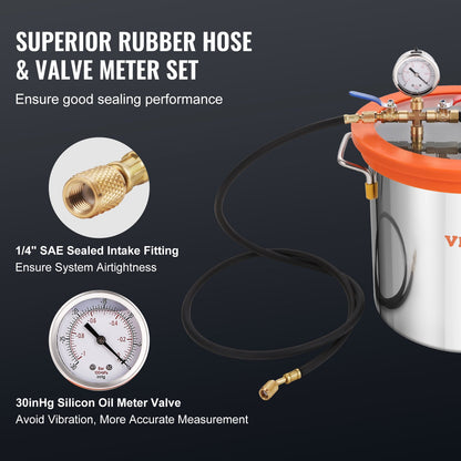 3 Gallon Vacuum Chamber and 3.5 CFM Pump Kit, Tempered Glass Lid Vacuum Degassing Chamber Kit, Single Stage Vacuum Pump with 250ml Oil Bottle, for Wood Stabilization, Degassing Silicones, Epoxies