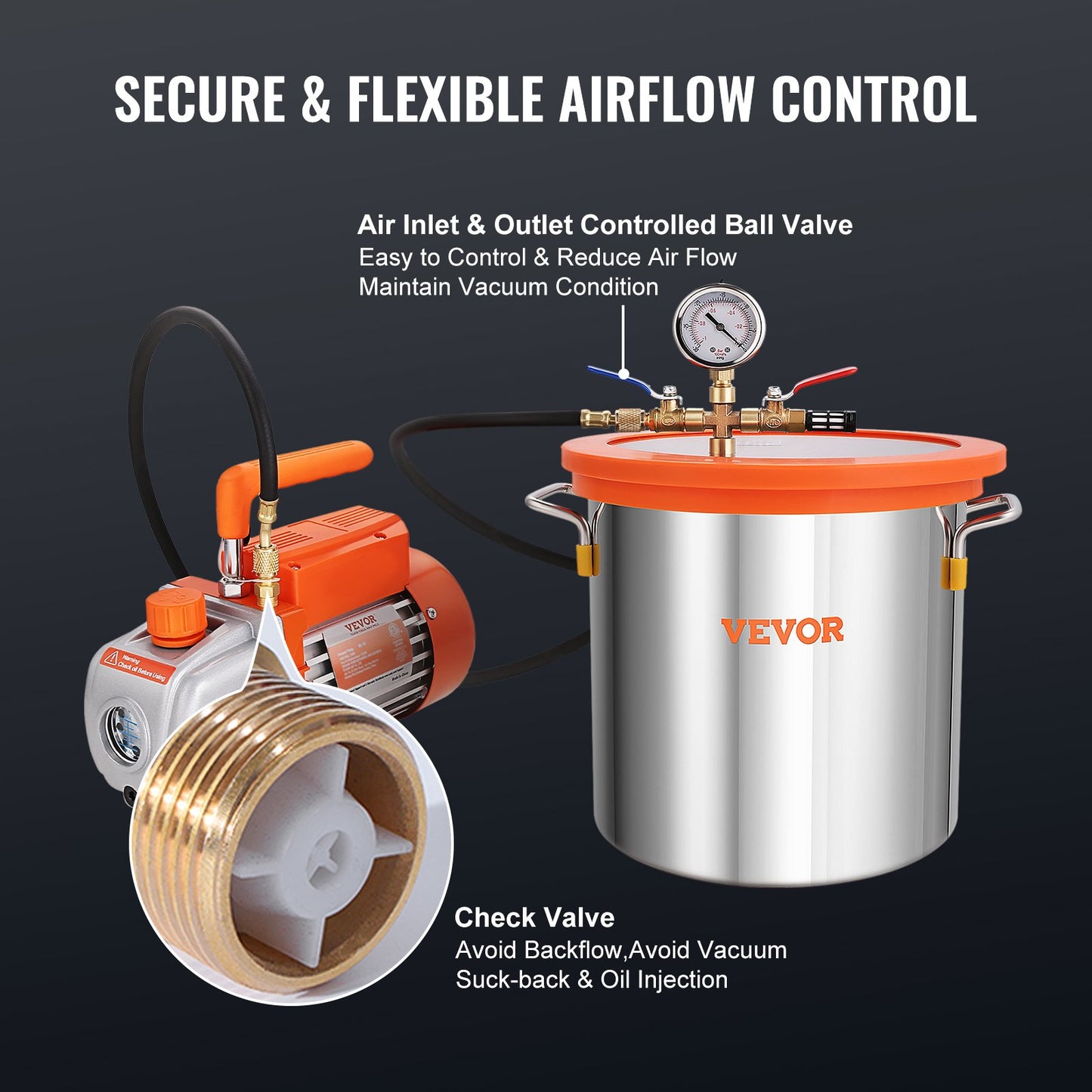 3 Gallon Vacuum Chamber and 3.5 CFM Pump Kit, Tempered Glass Lid Vacuum Degassing Chamber Kit, Single Stage Vacuum Pump with 250ml Oil Bottle, for Wood Stabilization, Degassing Silicones, Epoxies