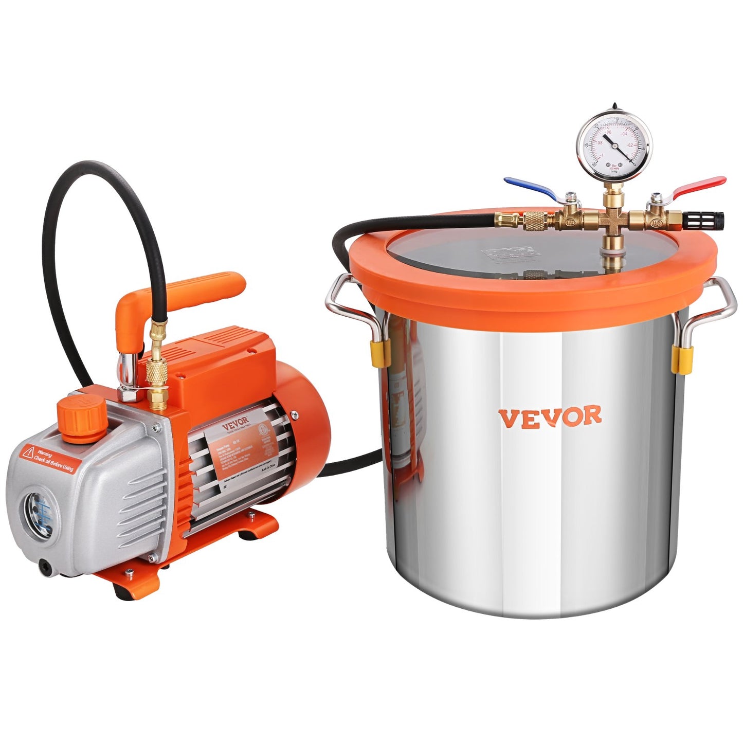 3 Gallon Vacuum Chamber and 3.5 CFM Pump Kit, Tempered Glass Lid Vacuum Degassing Chamber Kit, Single Stage Vacuum Pump with 250ml Oil Bottle, for Wood Stabilization, Degassing Silicones, Epoxies
