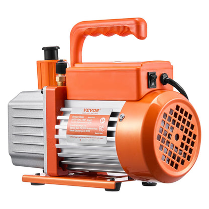 4,5 CFM einstufige Drehschieber-Vakuumpumpe und Messgerätesatz, kompatibel mit den Kältemitteln R134a, R22, R12, R502, R502, R410a, R404 und R407C
