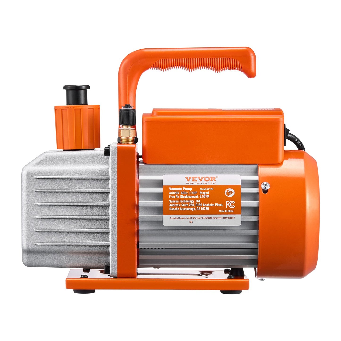 3.5 CFM HVAC single stage rotary vane vacuum pump and manifold gauge set compatible with R134a, R22, R12, R502, R502, R410A, R404 and R407C refrigerants