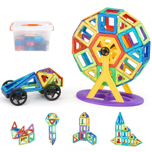 Magnetiska plattor Magnetisk byggleksak 123 ST Magnetblock för barn 3D-set