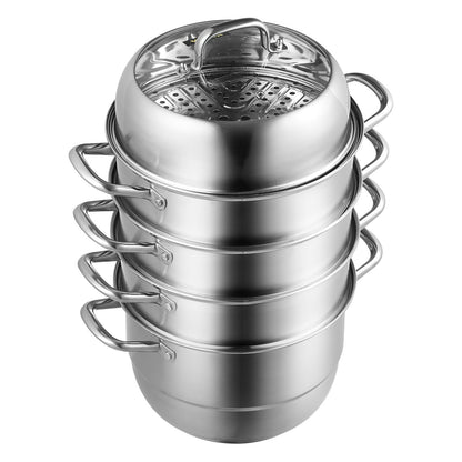 Dumpling Steamer Rostfritt stål 5 Titers Rostfri Steel Steamer Work For Cooking 30cm/11,8inch Food Steamer Pot med gas Elektrisk Grill spis (Dia 30cm)