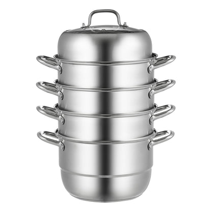 Dumpling Steamer Rostfritt stål 5 Titers Rostfri Steel Steamer Work For Cooking 30cm/11,8inch Food Steamer Pot med gas Elektrisk Grill spis (Dia 30cm)